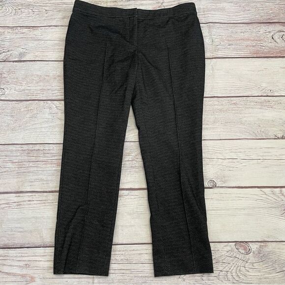 Akris Punto Pleat Front Checked Soft Cropped Trousers Black Grey Size 14 - Picture 1 of 8